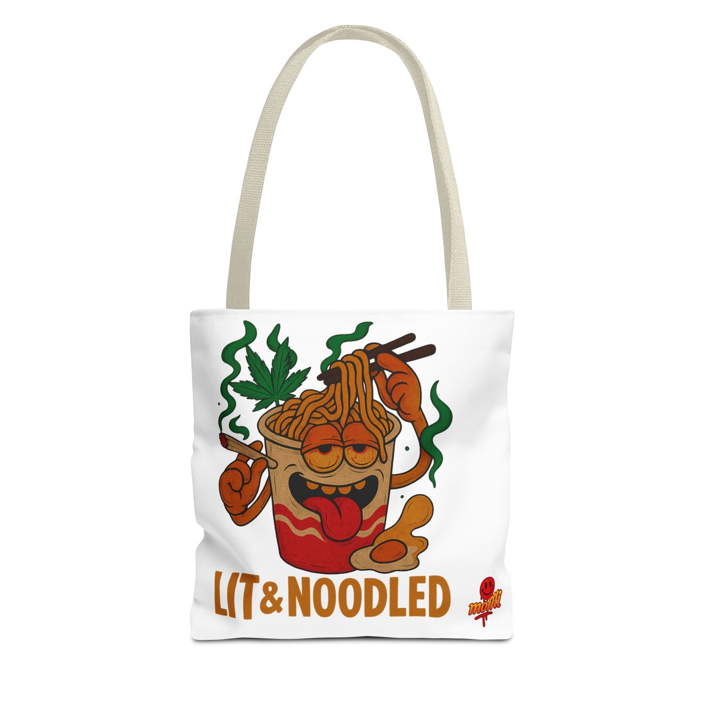Lit & Noodled Tote Bag – Funny Stoner Ramen Cartoon (Tax Included)