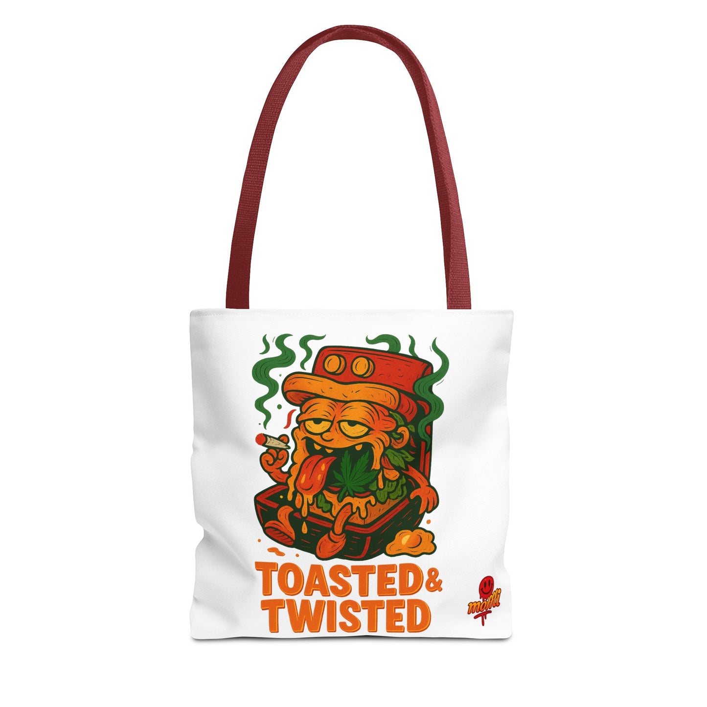 Toasted & Twisted Tote Bag – Funny Stoner Toast Cartoon (Tax Included)