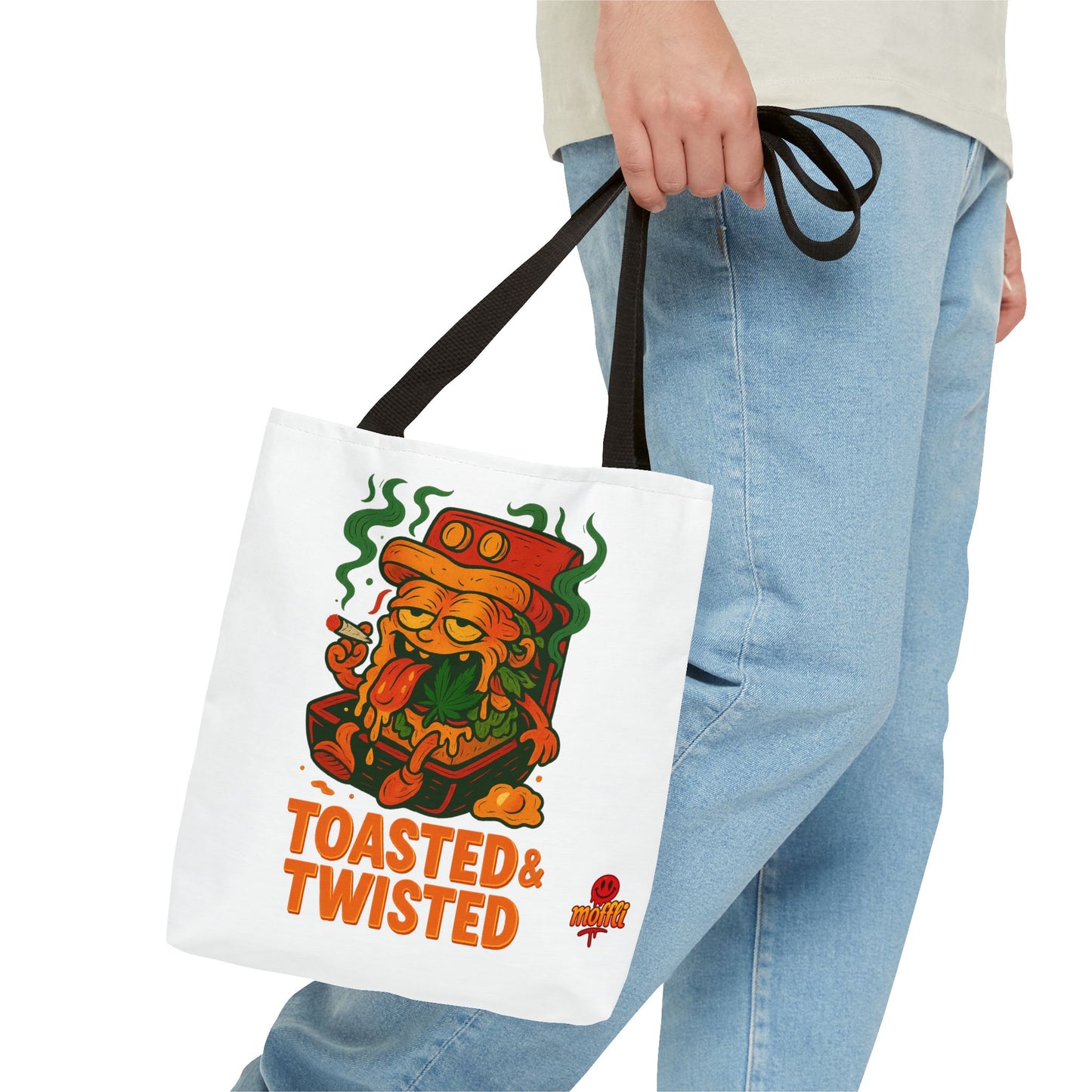 Toasted & Twisted Tote Bag – Funny Stoner Toast Cartoon (Tax Included)