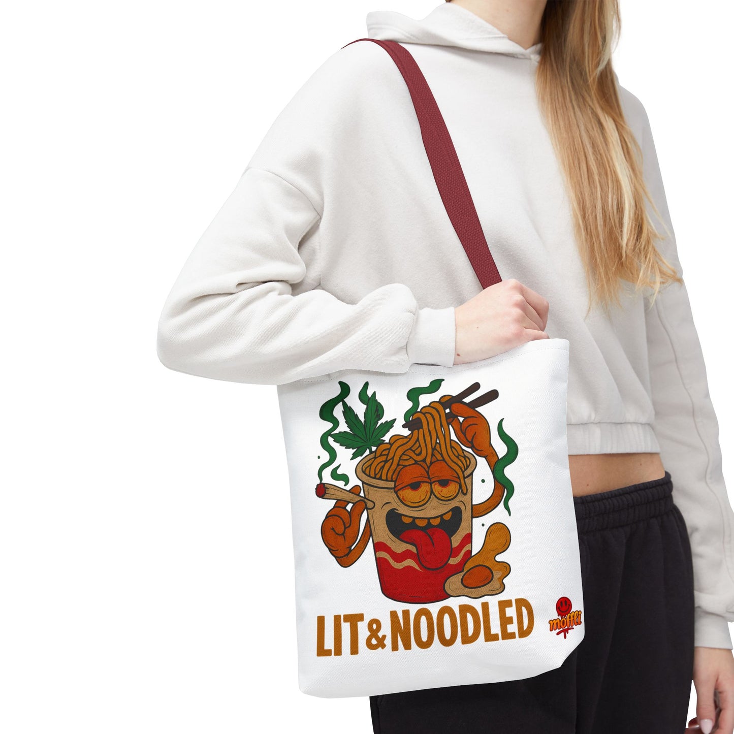 Lit & Noodled Tote Bag – Funny Stoner Ramen Cartoon (Tax Included)