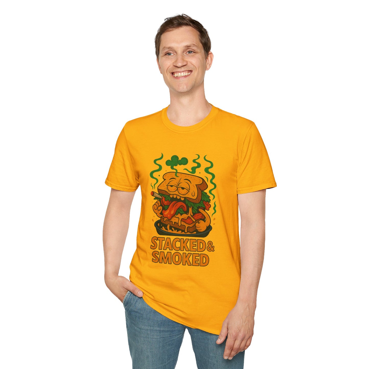 Stacked & Smoked T-Shirt – Funny Weed Sandwich (Tax Included)