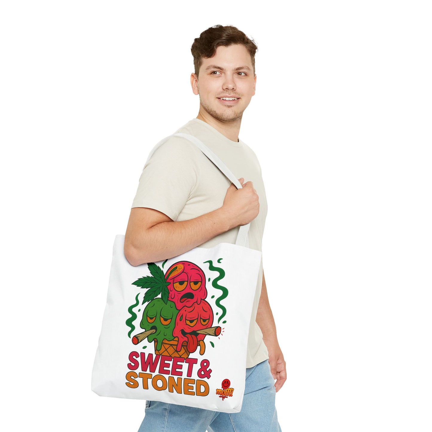 Sweet & Stoned Tote Bag – Weed Ice Cream Cone Funny Design (Tax Included)