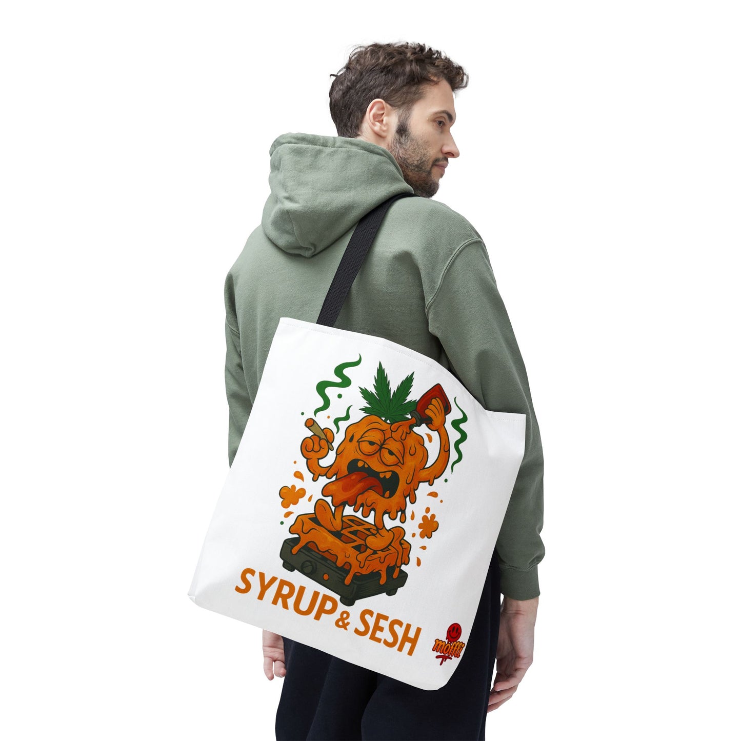 Syrup & Sesh Waffle Tote Bag – Funny Weed Breakfast (Tax Included)