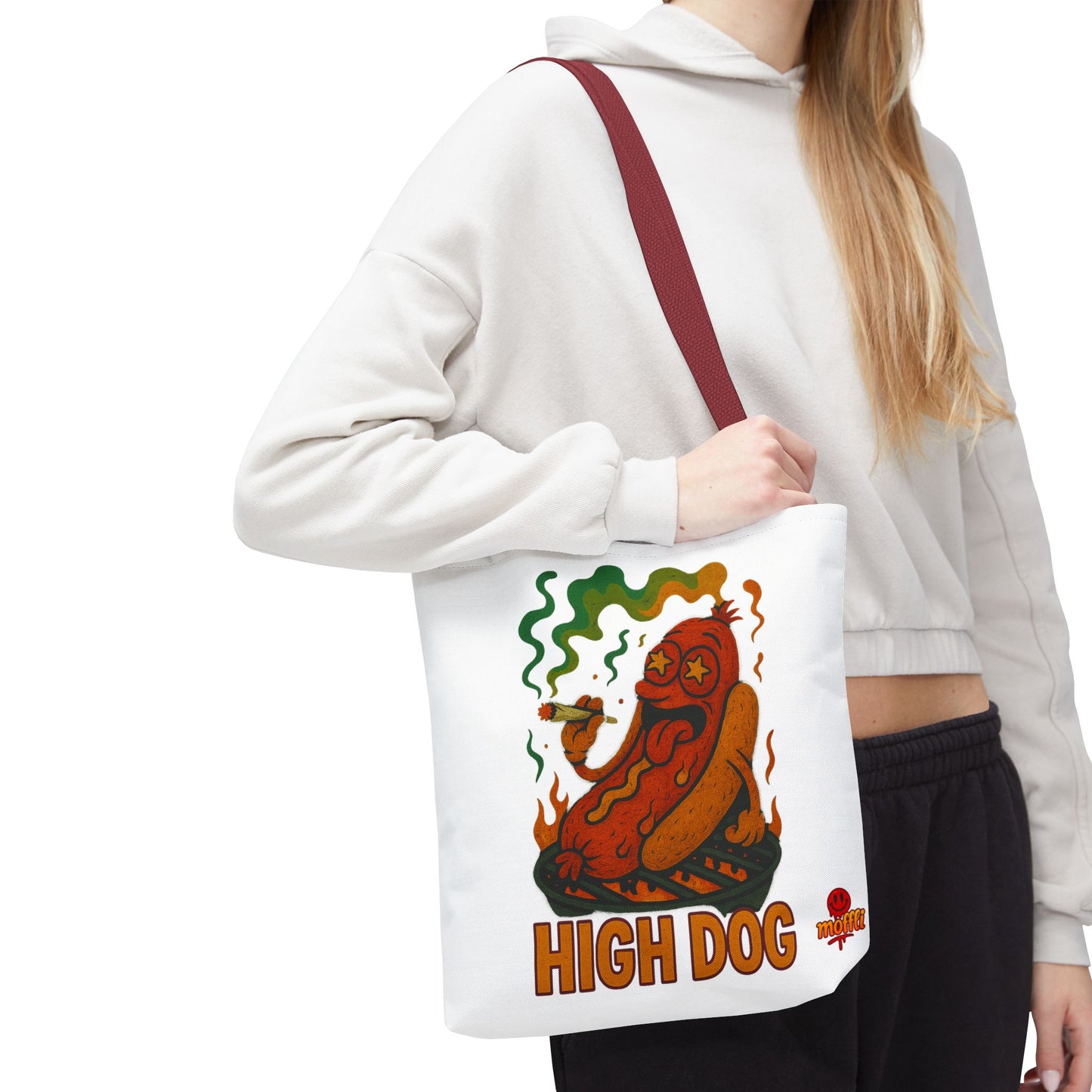 High Dog Tote Bag – Funny Hot Dog Weed 420 (Tax Included)