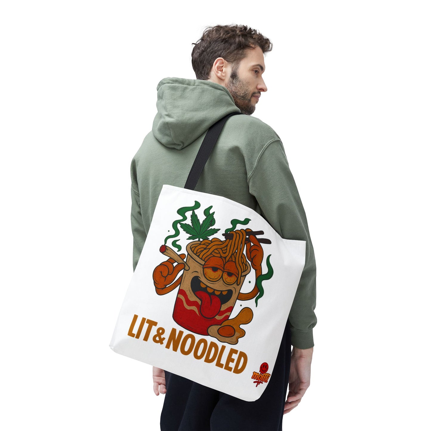 Lit & Noodled Tote Bag – Funny Stoner Ramen Cartoon (Tax Included)