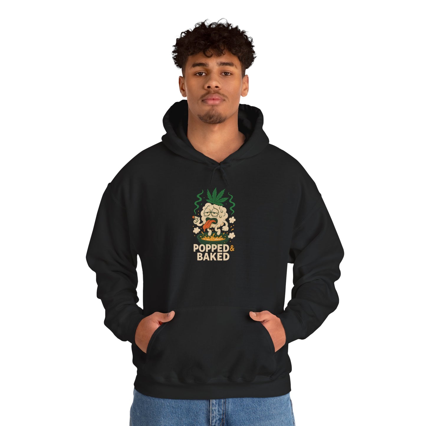 Popped & Baked Hoodie – Funny Popcorn Weed (Tax Included)