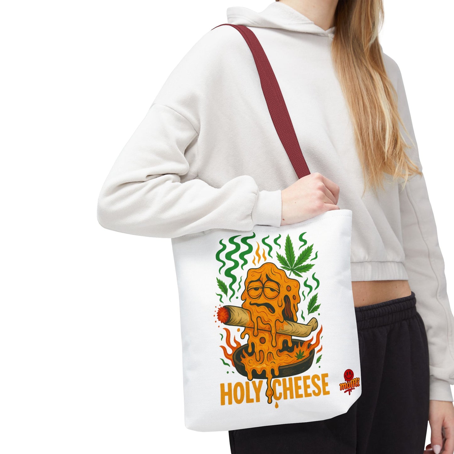 Holy Cheese Tote Bag – Funny Melted Weed Cheese (Tax Included)