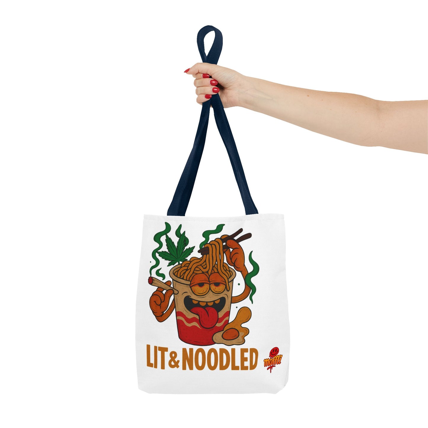 Lit & Noodled Tote Bag – Funny Stoner Ramen Cartoon (Tax Included)