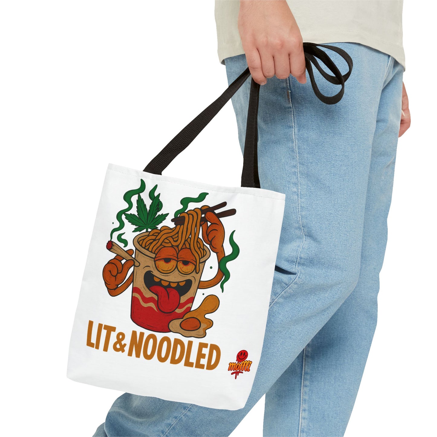Lit & Noodled Tote Bag – Funny Stoner Ramen Cartoon (Tax Included)