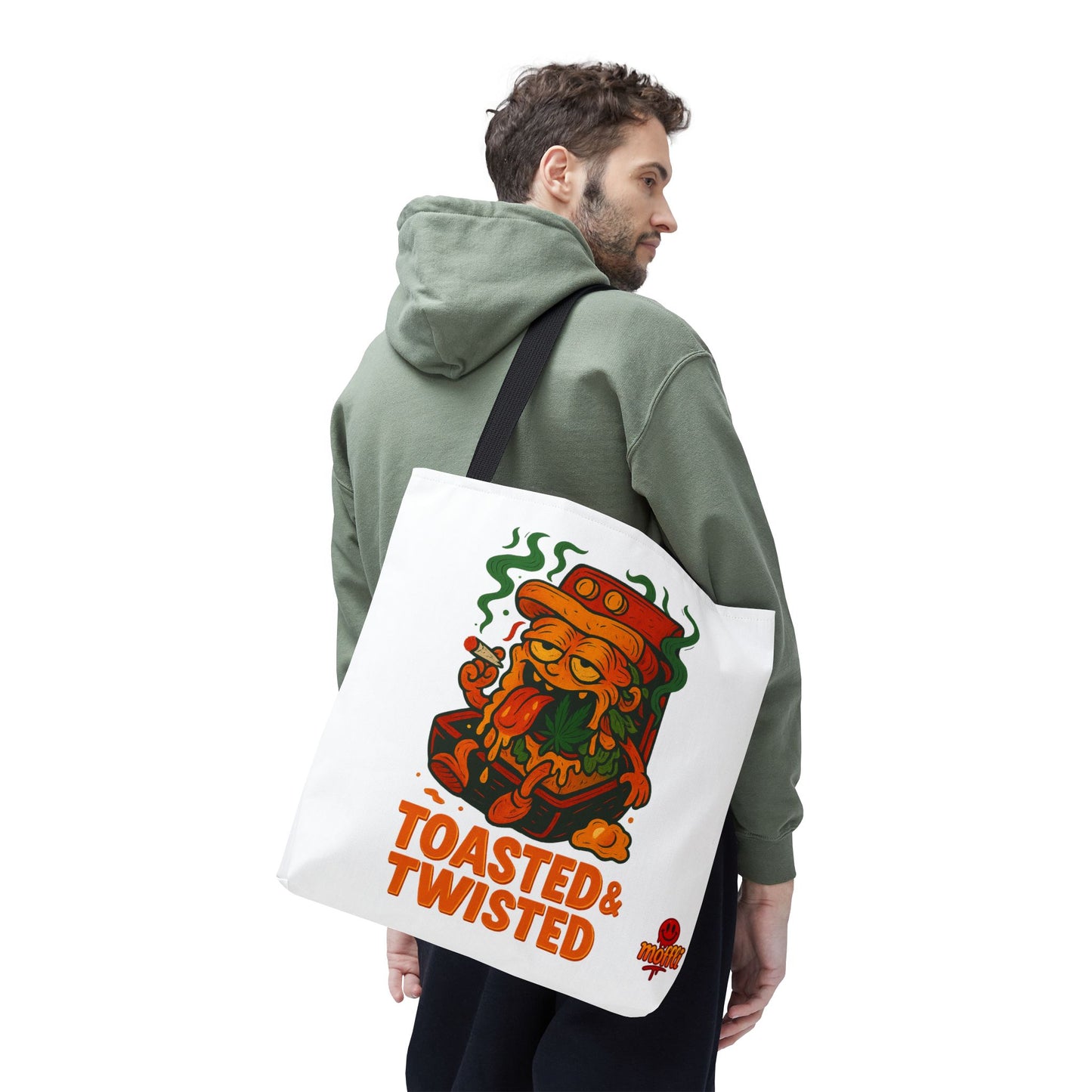 Toasted & Twisted Tote Bag – Funny Stoner Toast Cartoon (Tax Included)