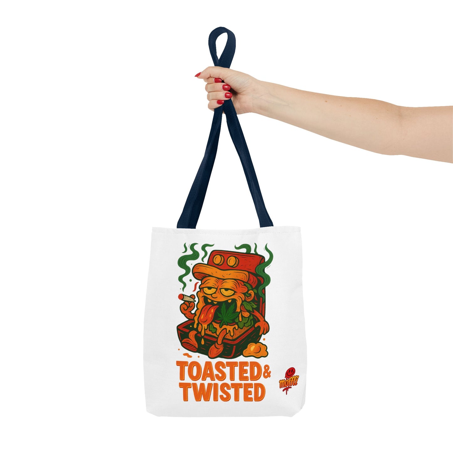 Toasted & Twisted Tote Bag – Funny Stoner Toast Cartoon (Tax Included)