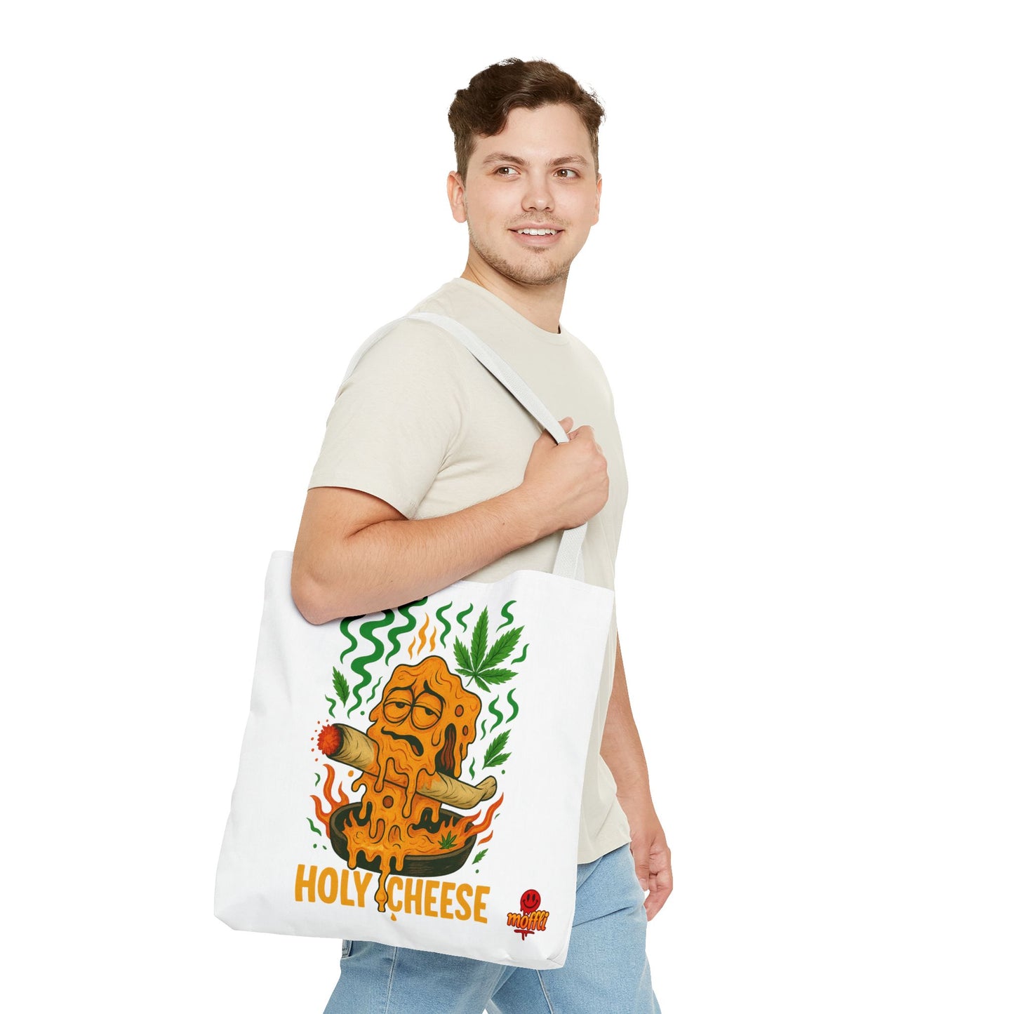 Holy Cheese Tote Bag – Funny Melted Weed Cheese (Tax Included)