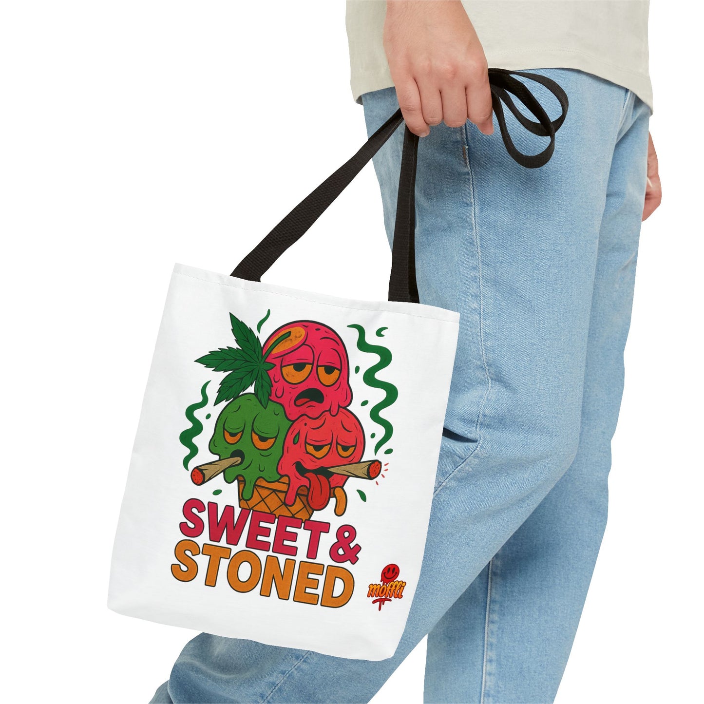 Sweet & Stoned Tote Bag – Weed Ice Cream Cone Funny Design (Tax Included)