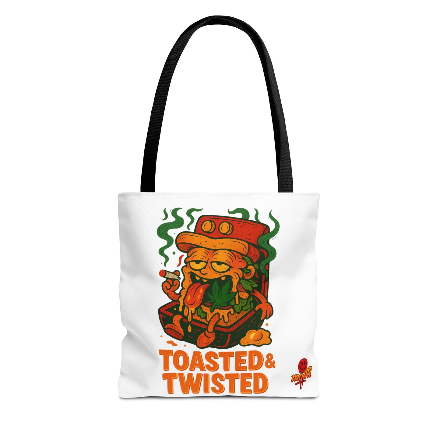 Toasted & Twisted Tote Bag – Funny Stoner Toast Cartoon (Tax Included)