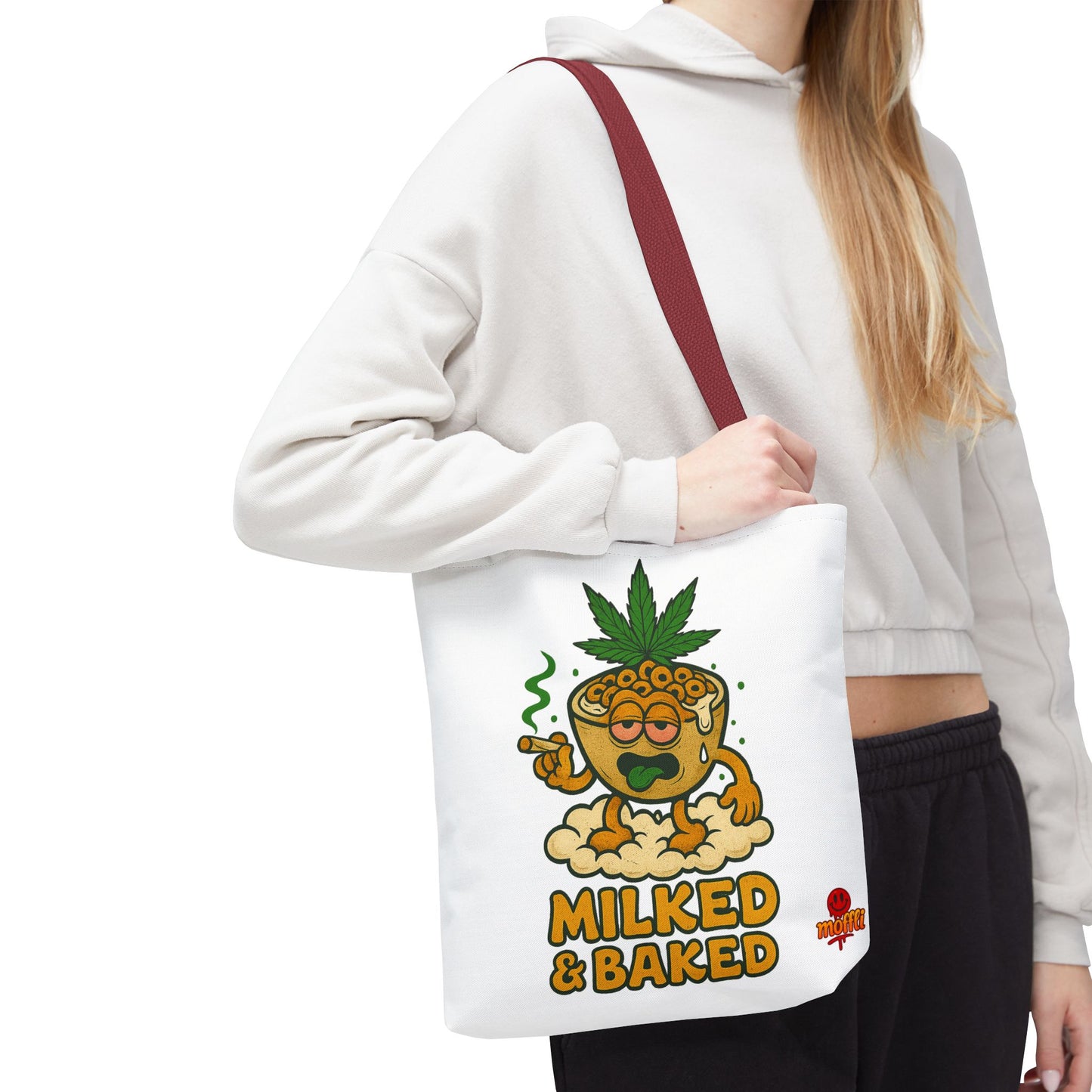 Milked & Baked Tote Bag – Funny Cereal Bowl 420 (Tax Included)
