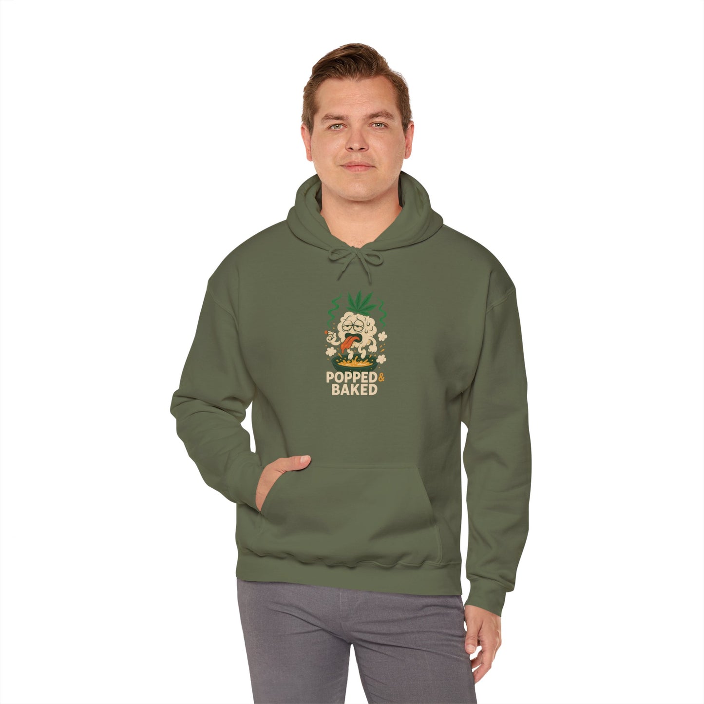 Popped & Baked Hoodie – Funny Popcorn Weed (Tax Included)