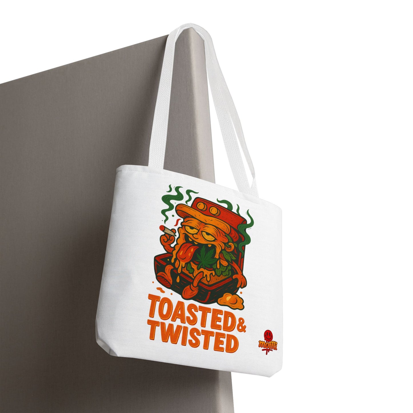 Toasted & Twisted Tote Bag – Funny Stoner Toast Cartoon (Tax Included)