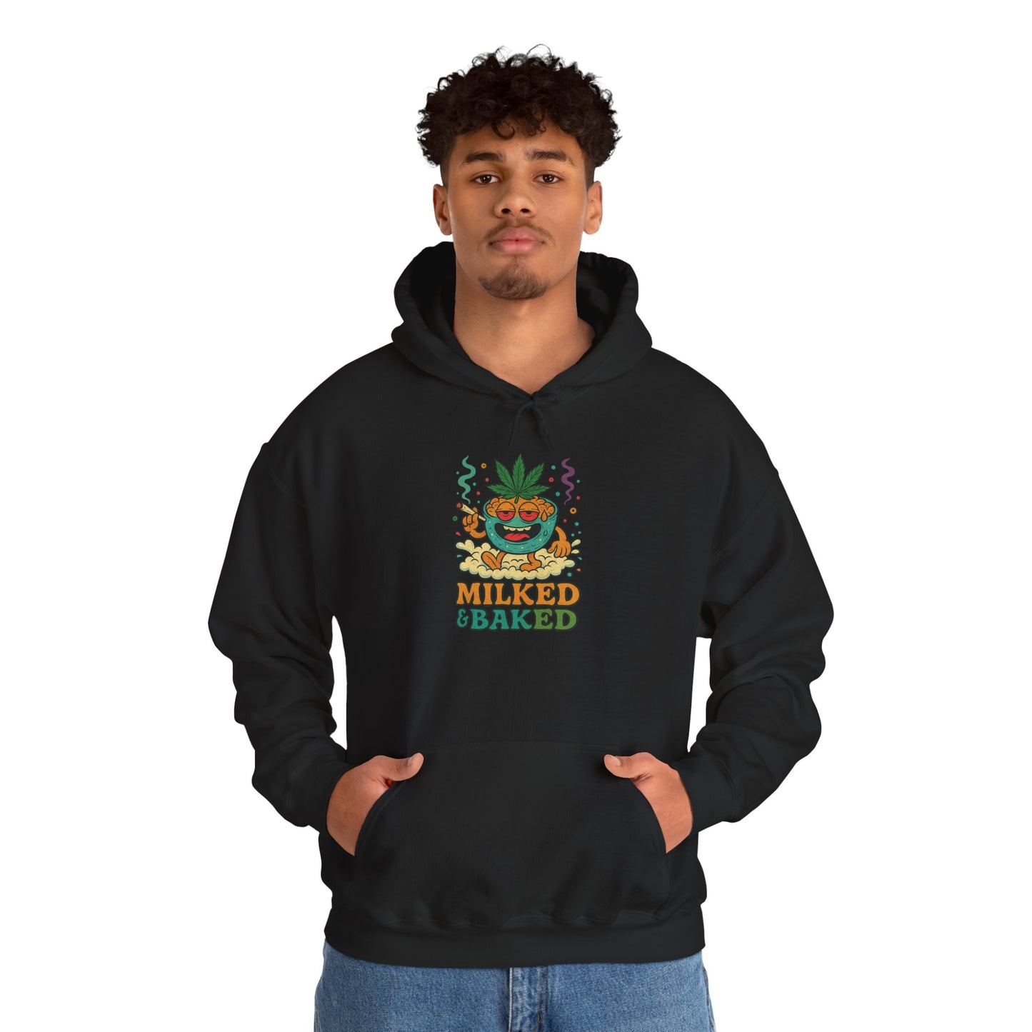 Milked & Baked Hoodie – Funny Green Cereal Bowl Weed (Tax Included)
