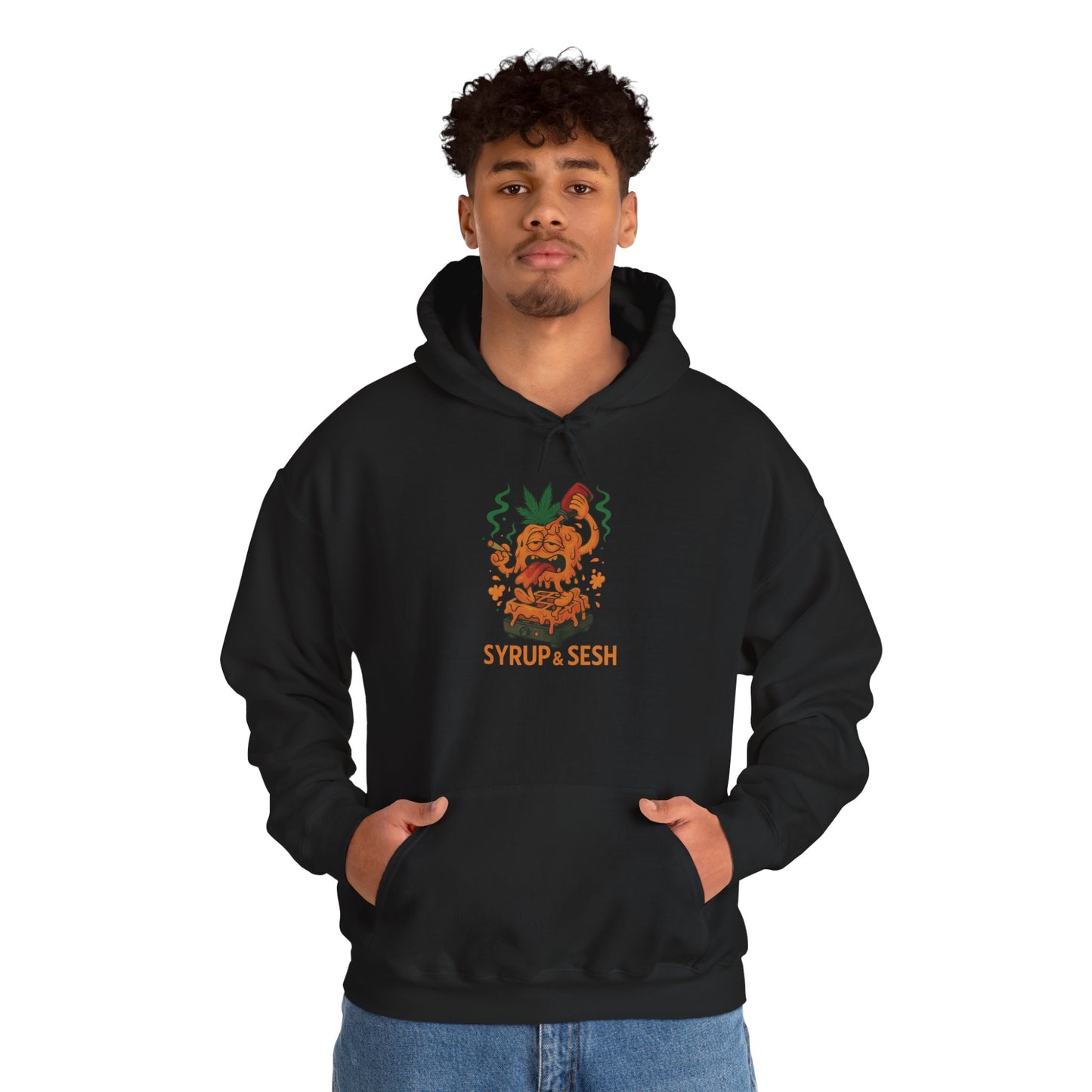 Syrup & Sesh Hoodie – Funny Weed Waffle (Tax Included)