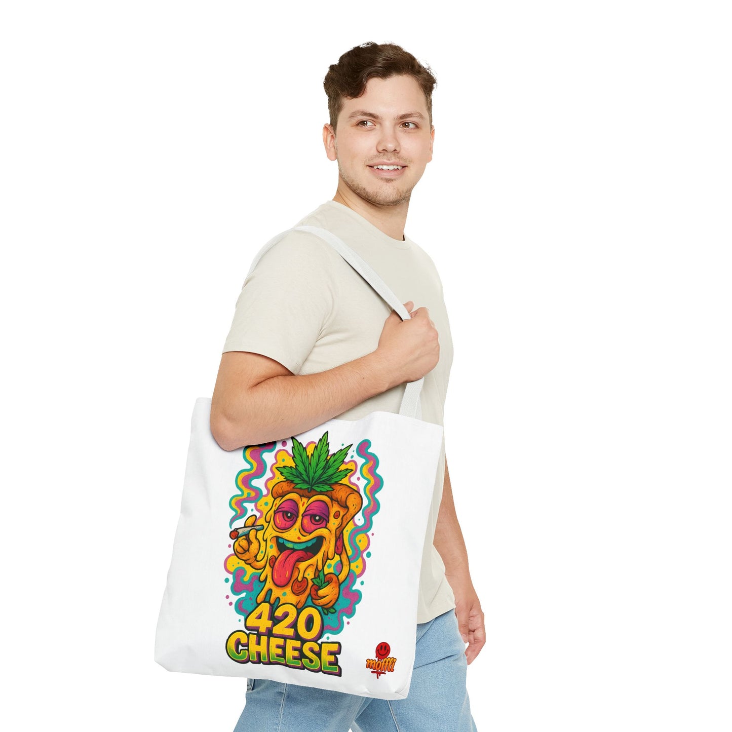 420 Cheese Tote Bag – Funny Weed Pizza Design (Tax Included)