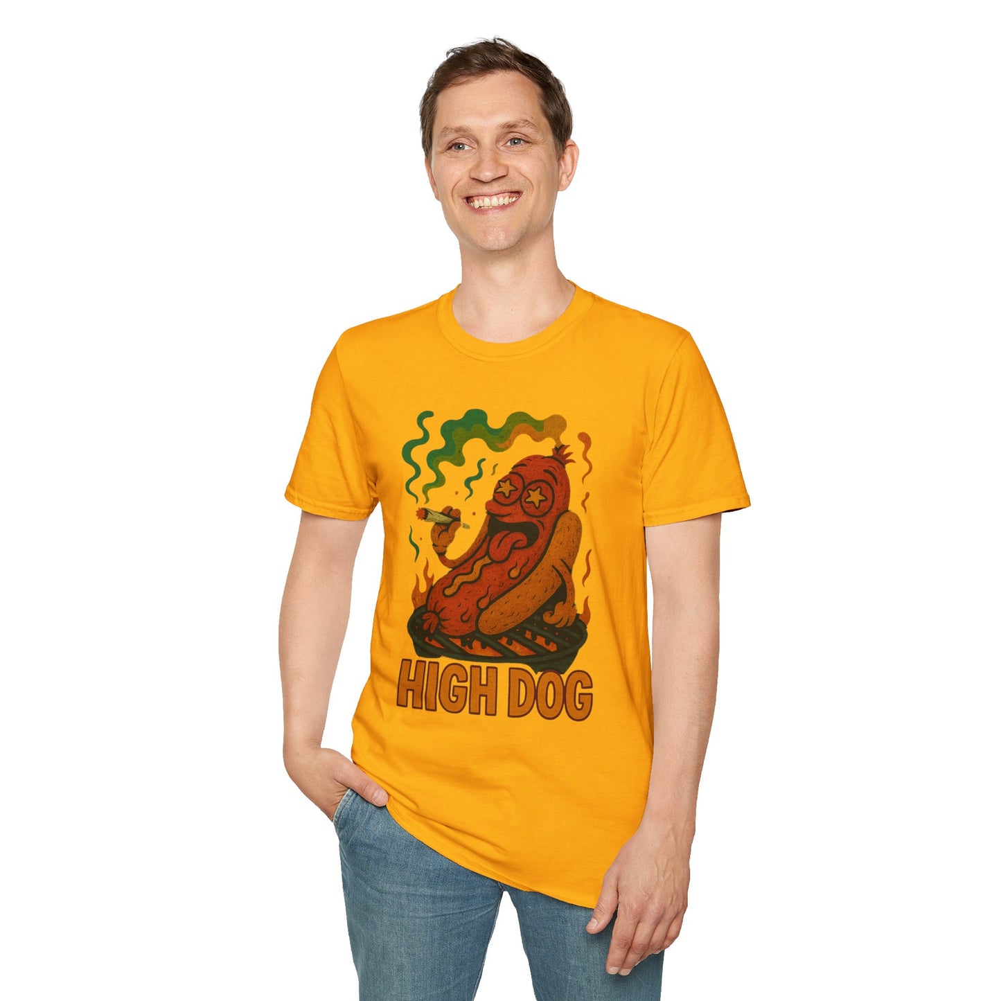 High Dog T-Shirt – Funny Weed Hot Dog Shirt (Tax Included)