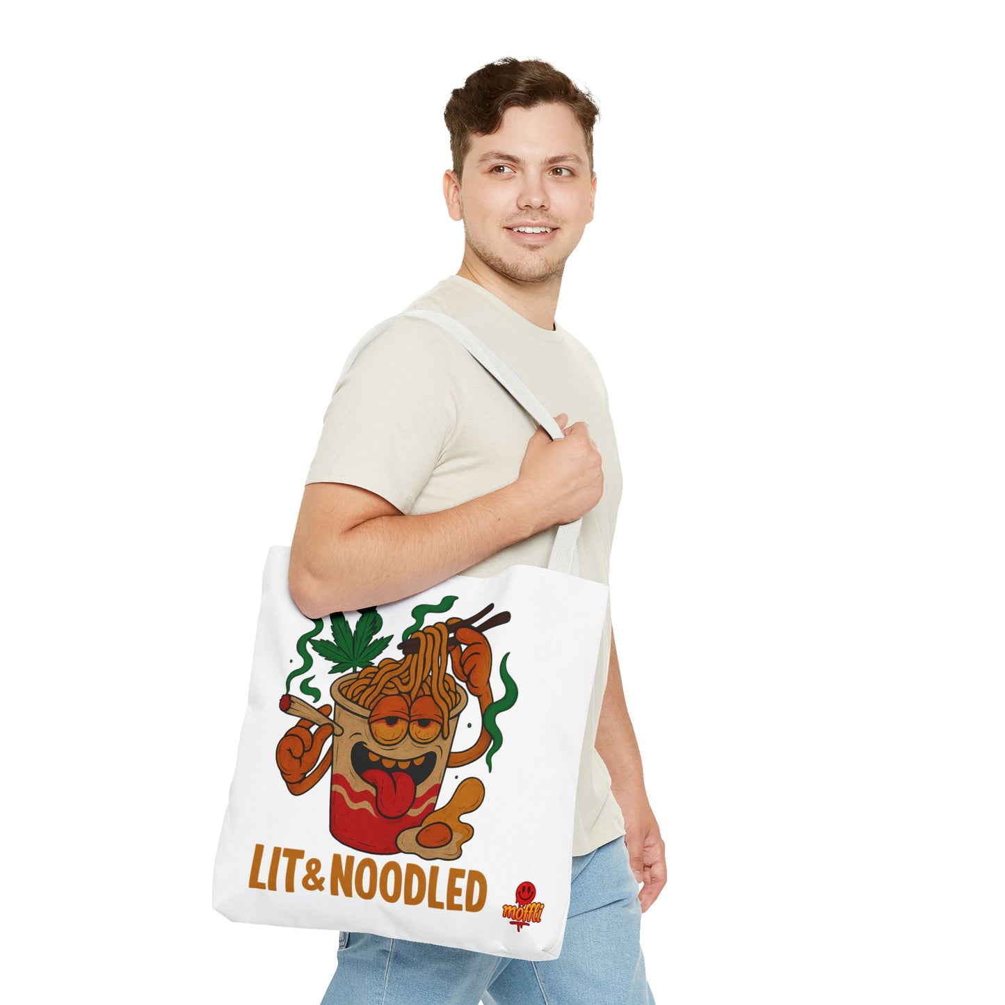 Lit & Noodled Tote Bag – Funny Stoner Ramen Cartoon (Tax Included)