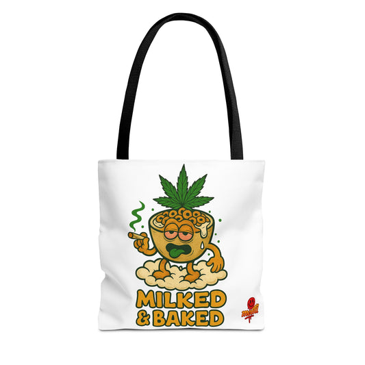 Milked & Baked Tote Bag – Funny Cereal Bowl 420 (Tax Included)