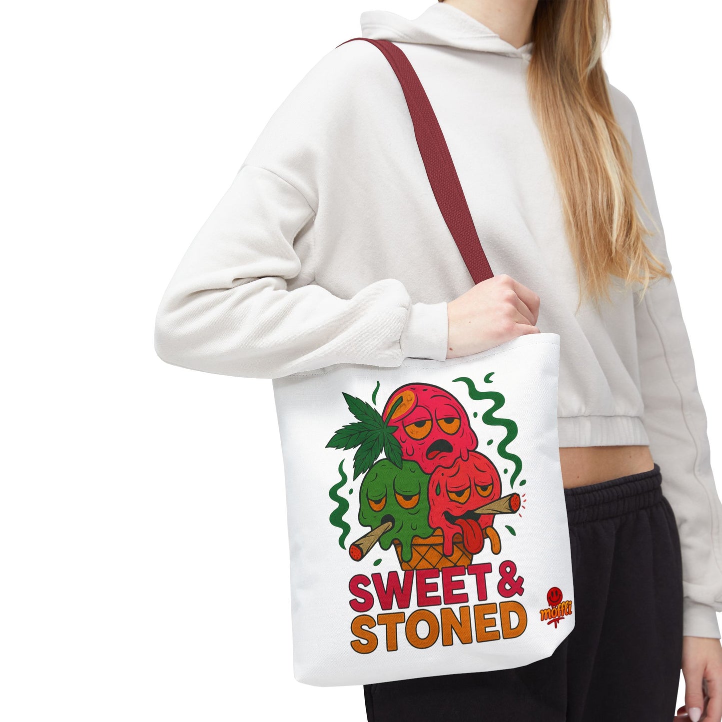 Sweet & Stoned Tote Bag – Weed Ice Cream Cone Funny Design (Tax Included)