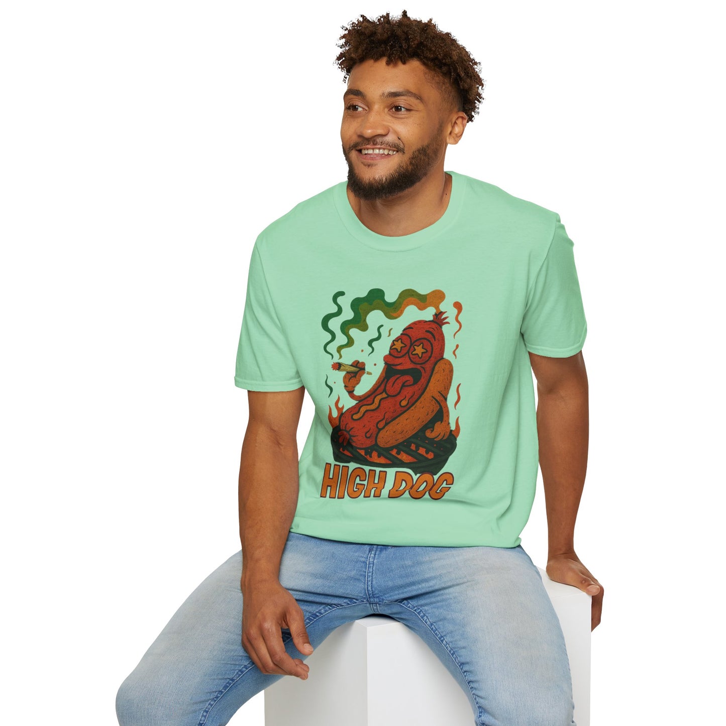 High Dog T-Shirt – Funny Weed Hot Dog Shirt (Tax Included)