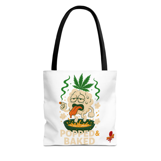 Popped & Baked Tote Bag – Funny Weed Popcorn Stoner (Tax Included)