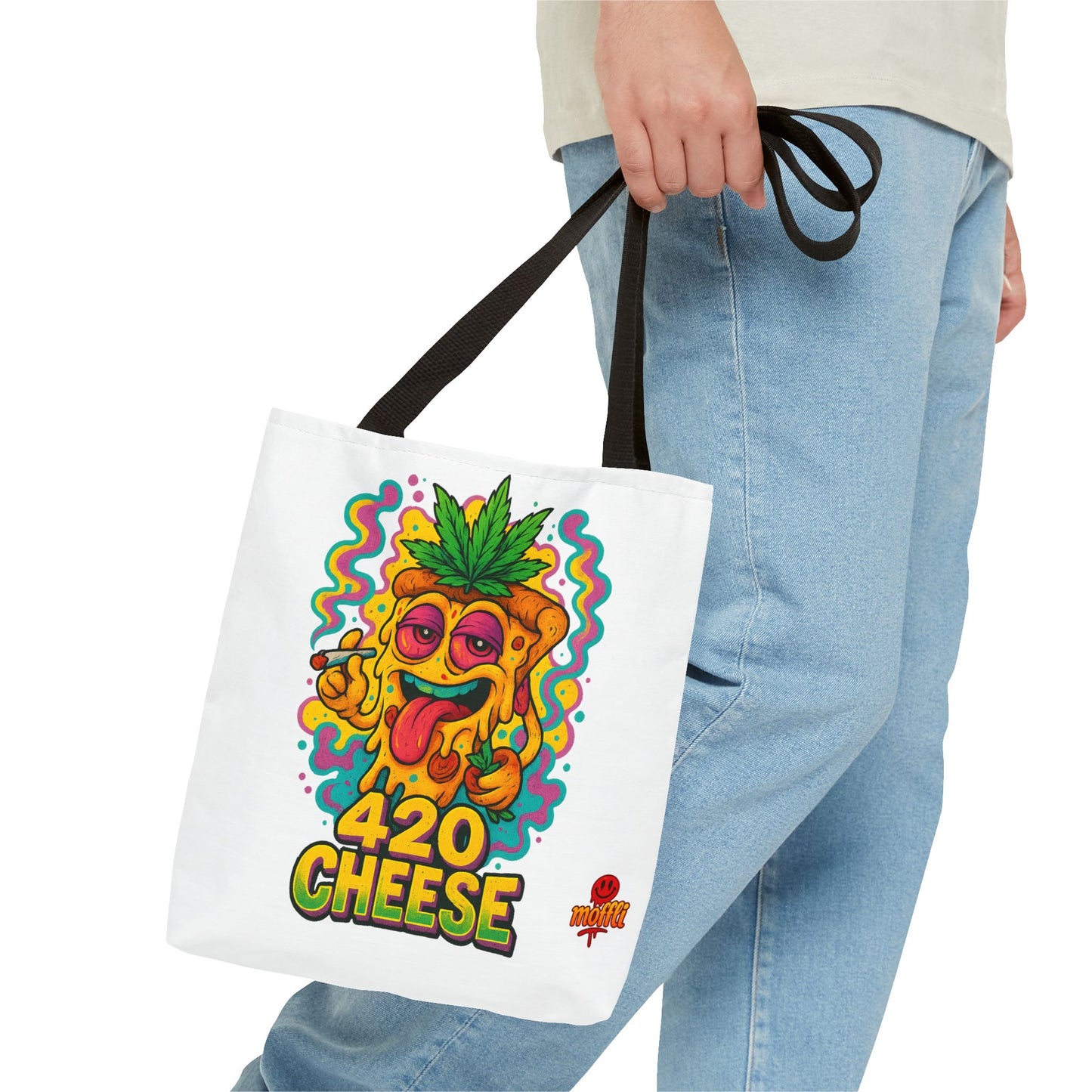 420 Cheese Tote Bag – Funny Weed Pizza Design (Tax Included)