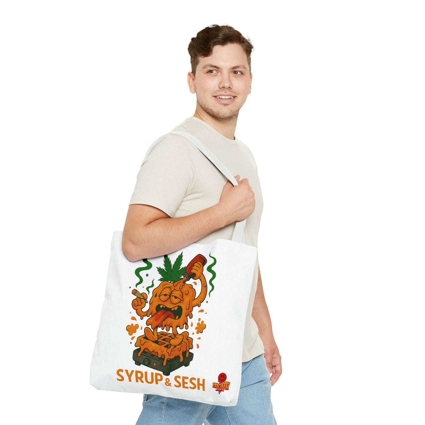 Syrup & Sesh Waffle Tote Bag – Funny Weed Breakfast (Tax Included)