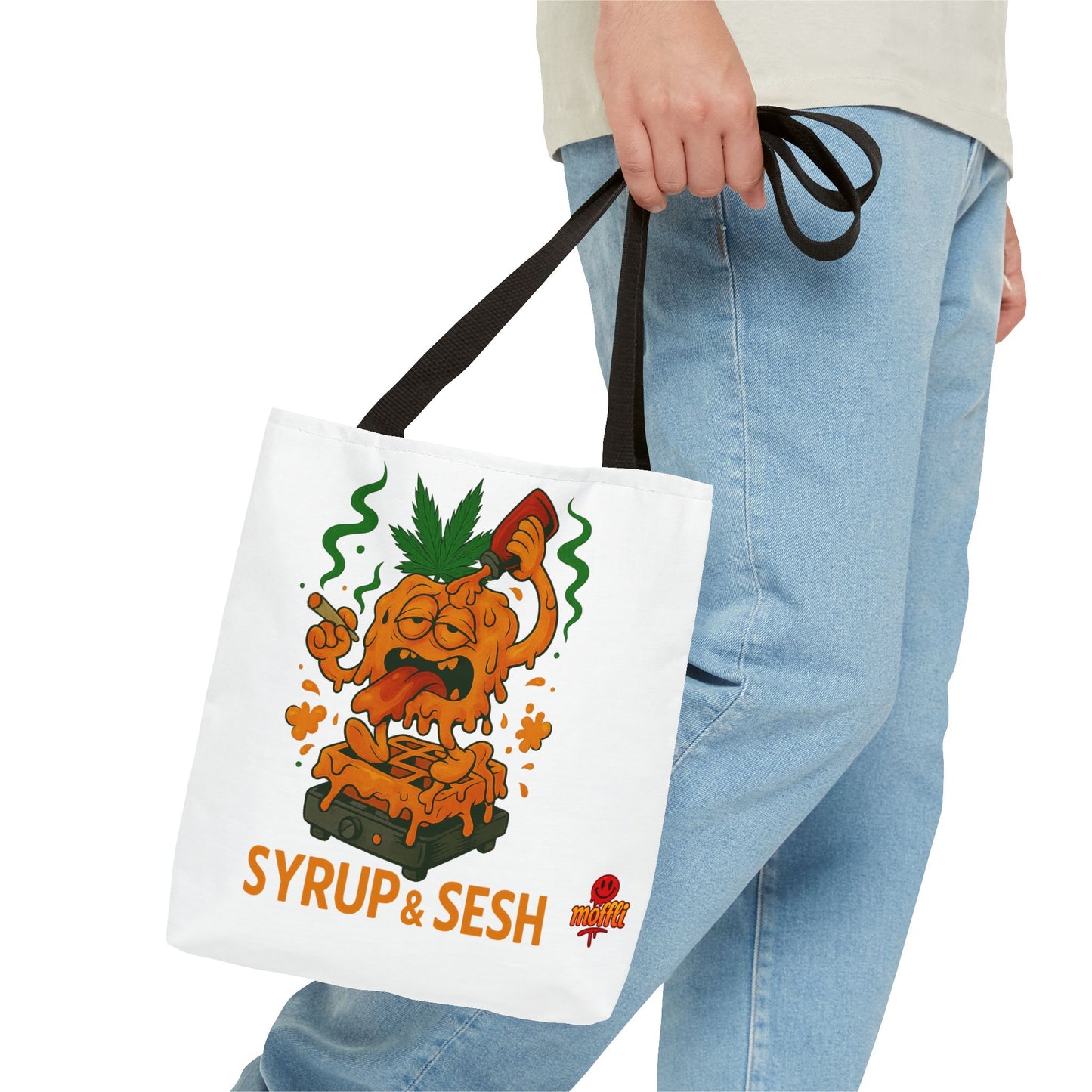 Syrup & Sesh Waffle Tote Bag – Funny Weed Breakfast (Tax Included)