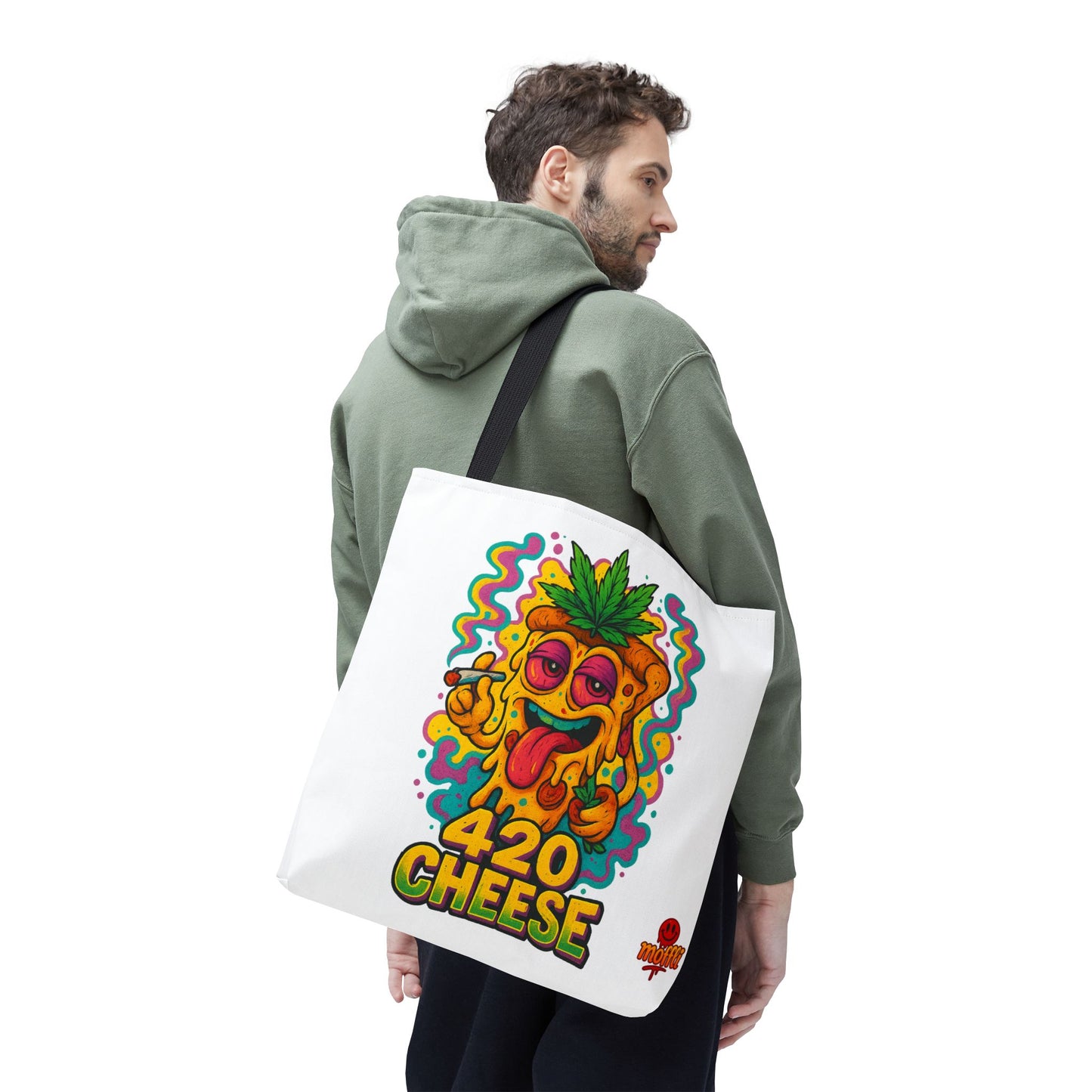 420 Cheese Tote Bag – Funny Weed Pizza Design (Tax Included)
