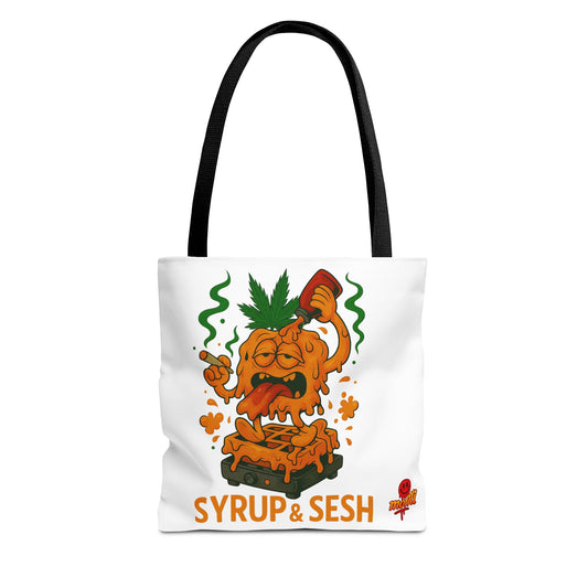 Syrup & Sesh Waffle Tote Bag – Funny Weed Breakfast (Tax Included)