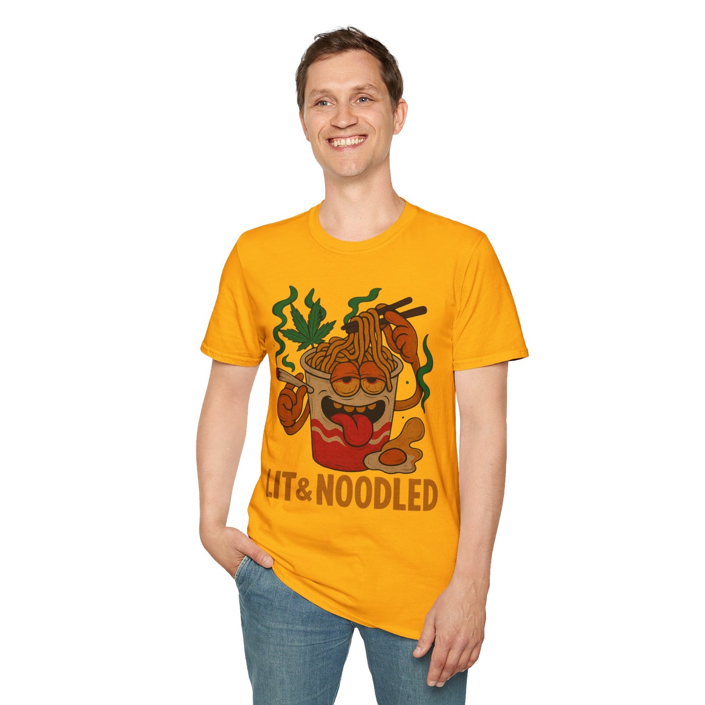 Lit & Noodled T-Shirt – Funny Weed Ramen Shirt (Tax Included)