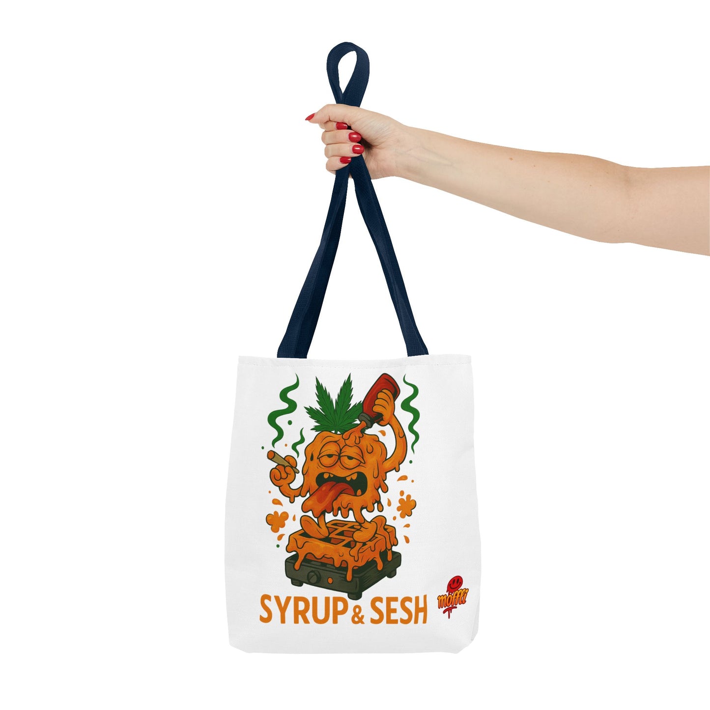 Syrup & Sesh Waffle Tote Bag – Funny Weed Breakfast (Tax Included)