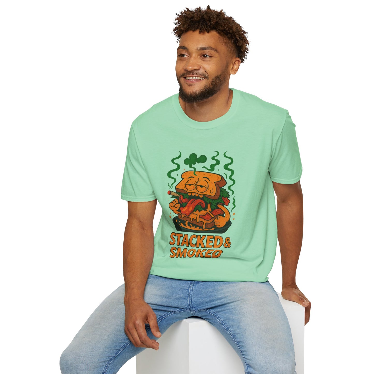 Stacked & Smoked T-Shirt – Funny Weed Sandwich (Tax Included)