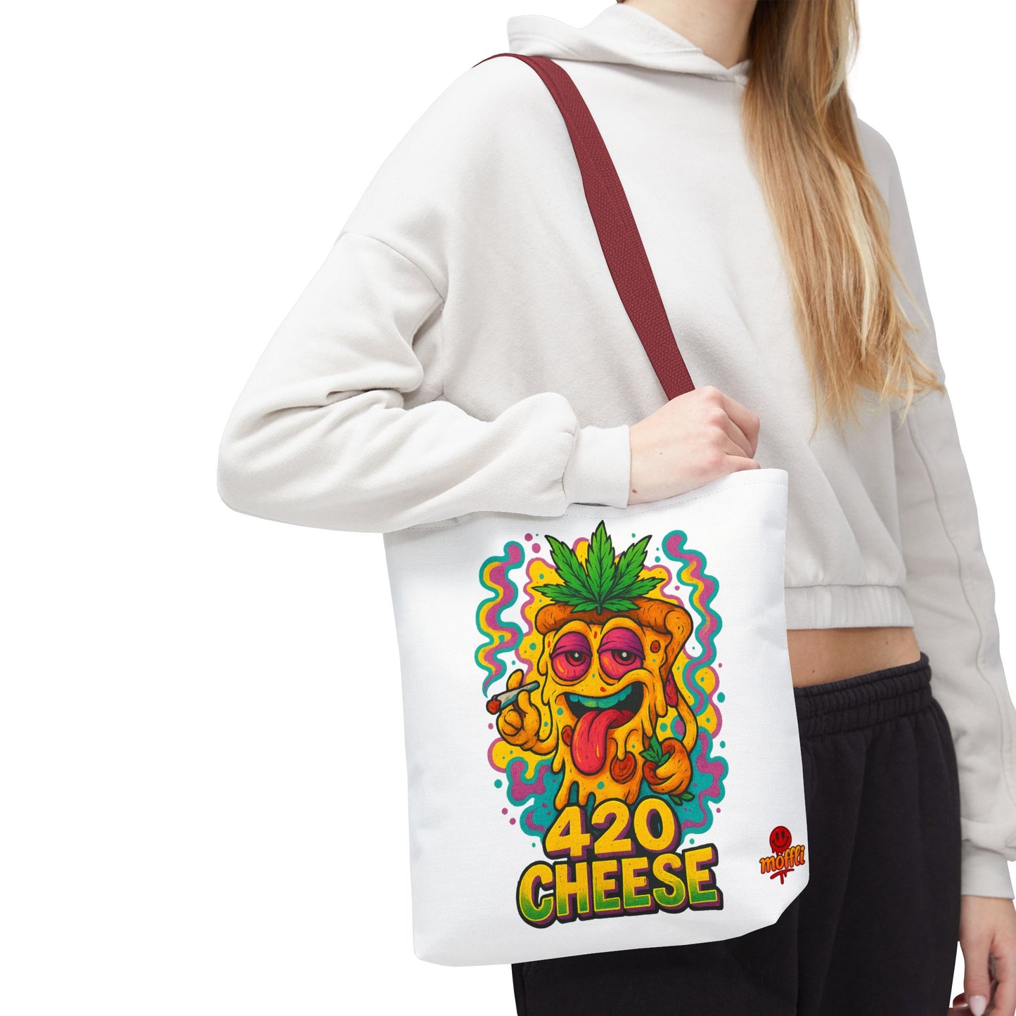 420 Cheese Tote Bag – Funny Weed Pizza Design (Tax Included)